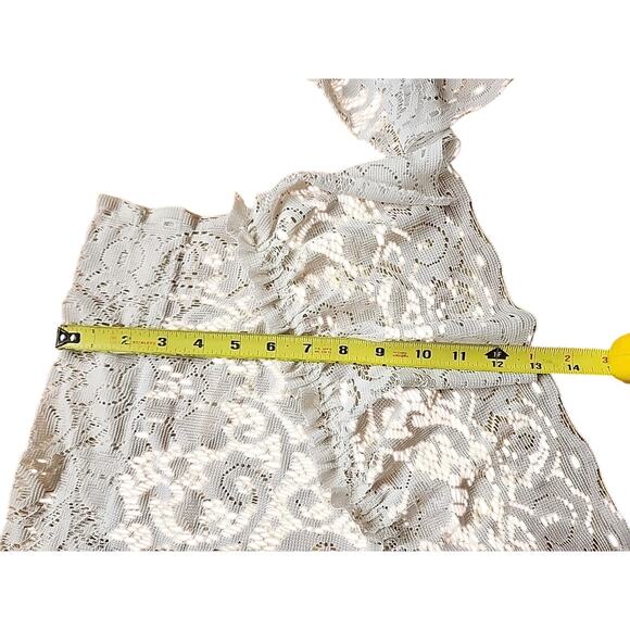 Elegant Beige Lace Swag Style Valance 2 Panels Romantic Floral Design 37x33 in - Picture 5 of 8